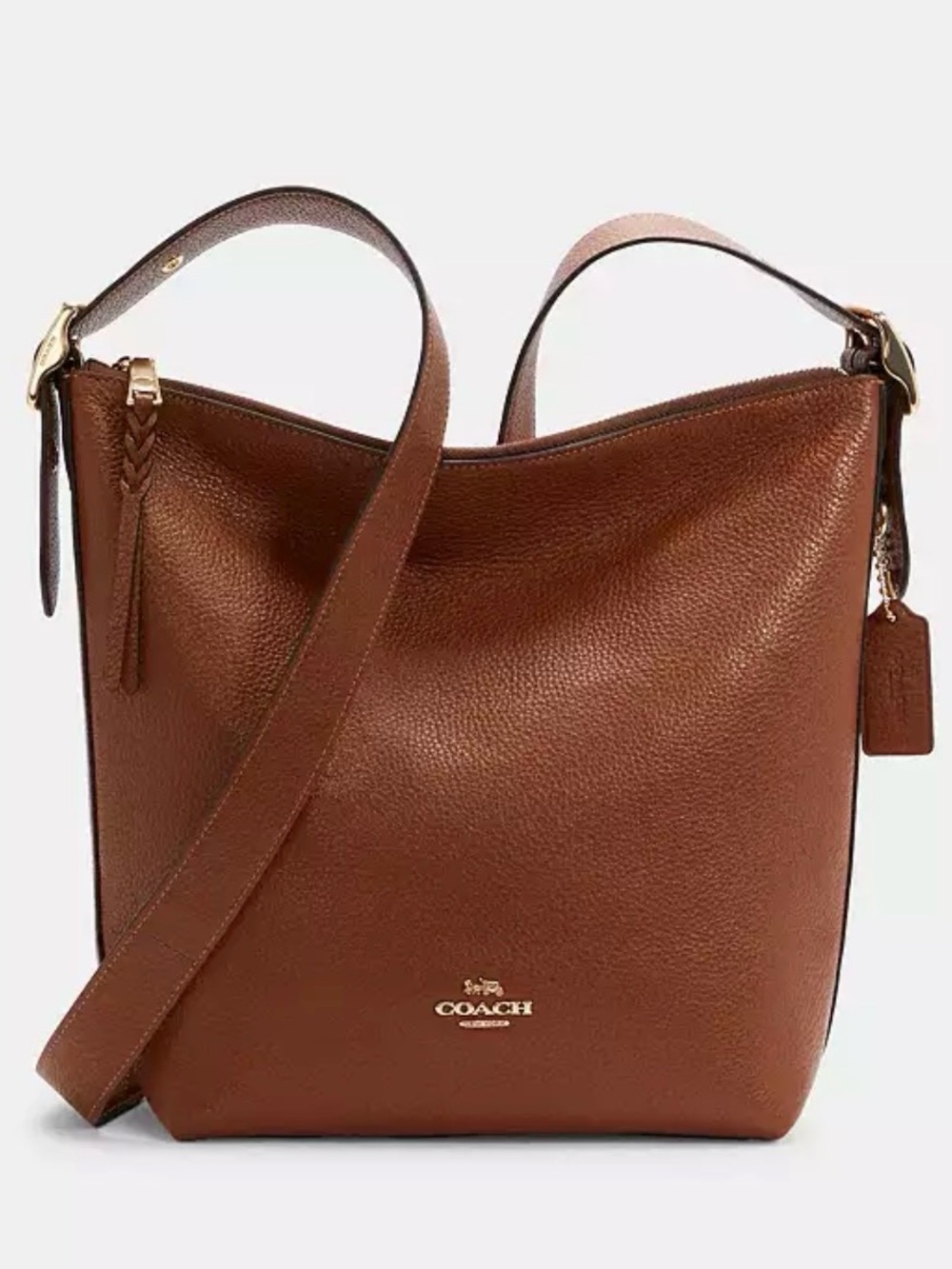 Coach val Brown Pebbled Leather Hobo Shoulder Bag with Gold Hardware